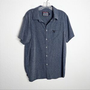 Burlebo Shirt Mens L Blue Performance Pocket Short Sleeve Button Up B21